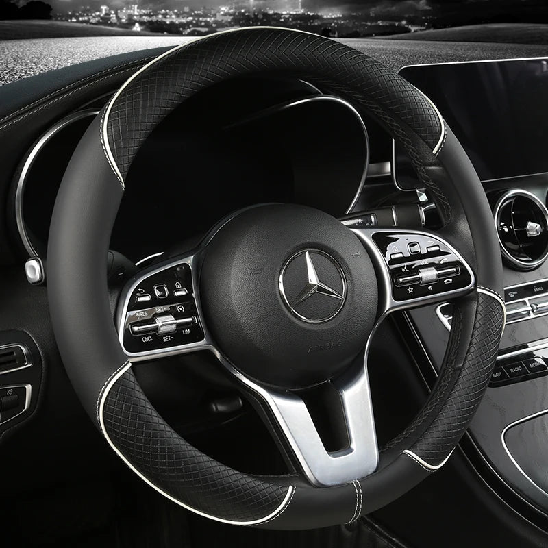 LuxGrip - Elegant Faux Leather Steering Wheel Cover for Ultimate Control