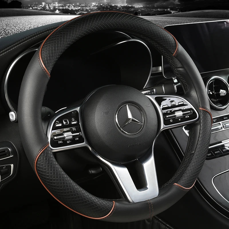LuxGrip - Elegant Faux Leather Steering Wheel Cover for Ultimate Control