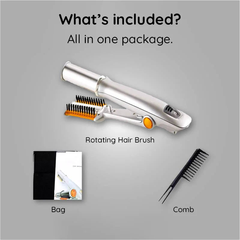 2-in-1 Rotating Hair Styling Brush and Iron for Professional Use