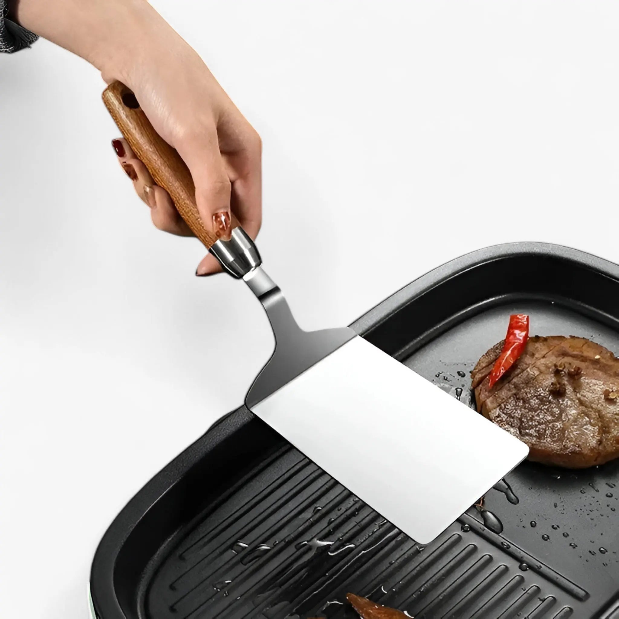 Wooden Handled Square Turner – Perfect for Grilling and Cooking