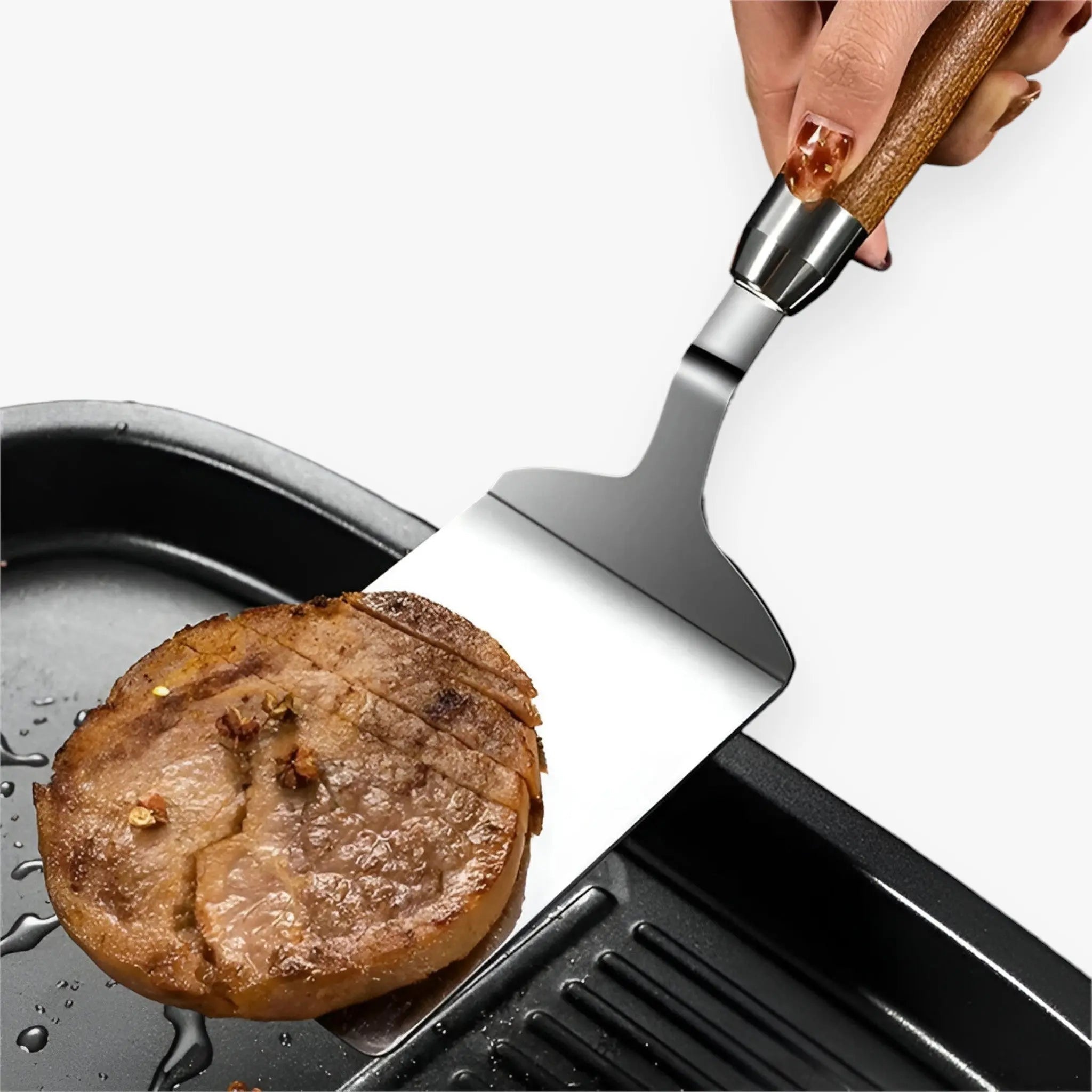 Wooden Handled Square Turner – Perfect for Grilling and Cooking