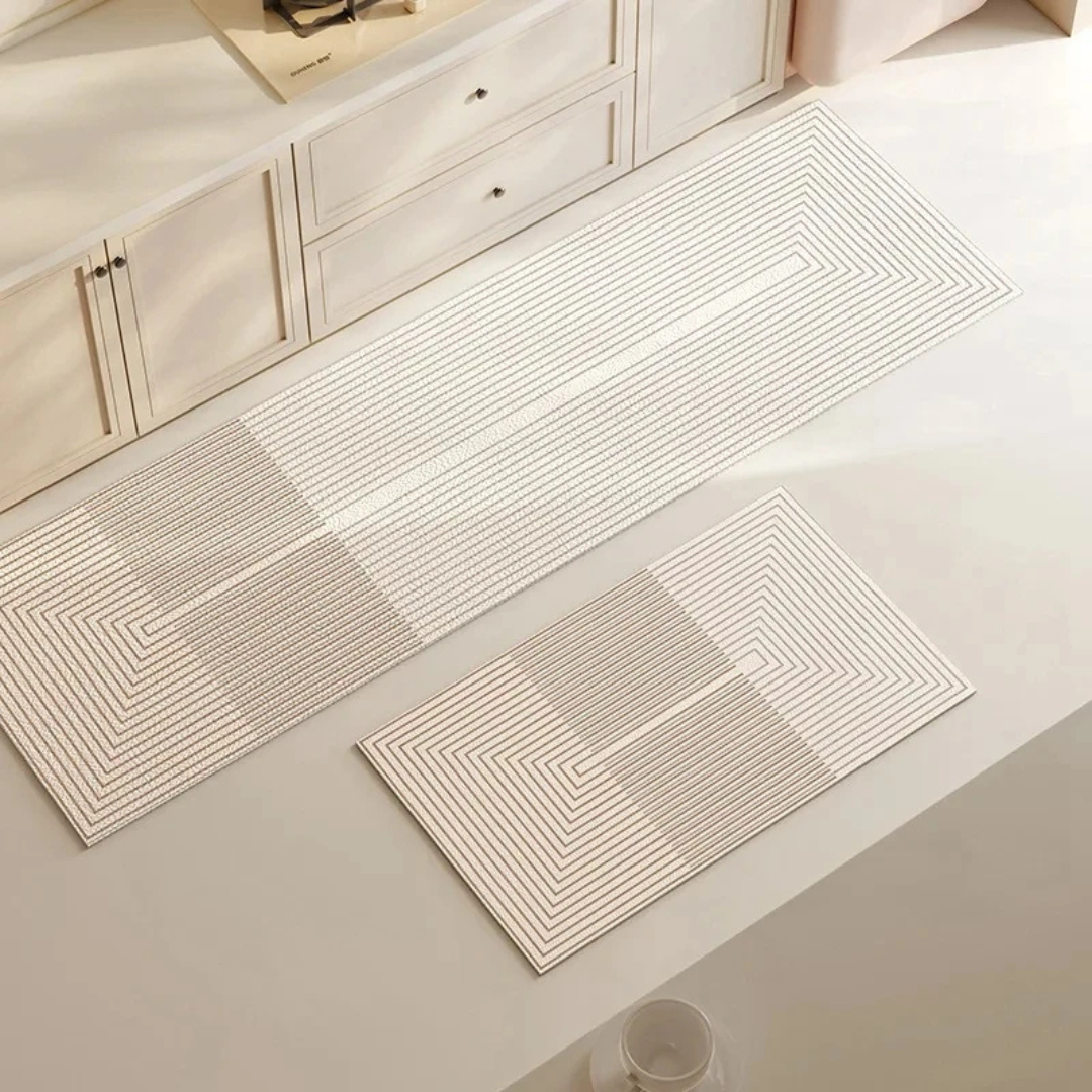 Non-Slip Oval Kitchen Mat – Highly Absorbent with Line Pattern