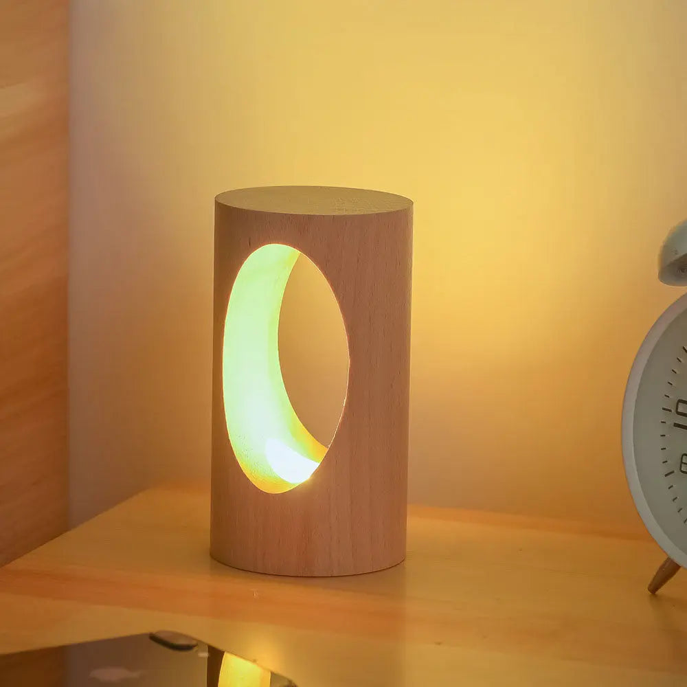 LED Night Light in Rectangular Solid Wood Design