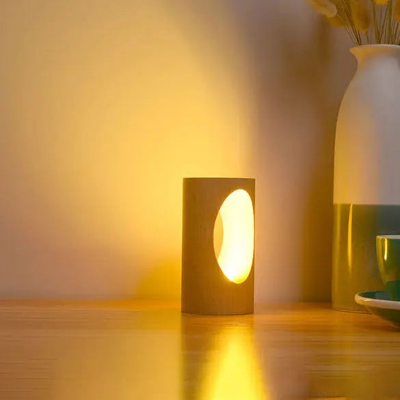 LED Night Light in Rectangular Solid Wood Design