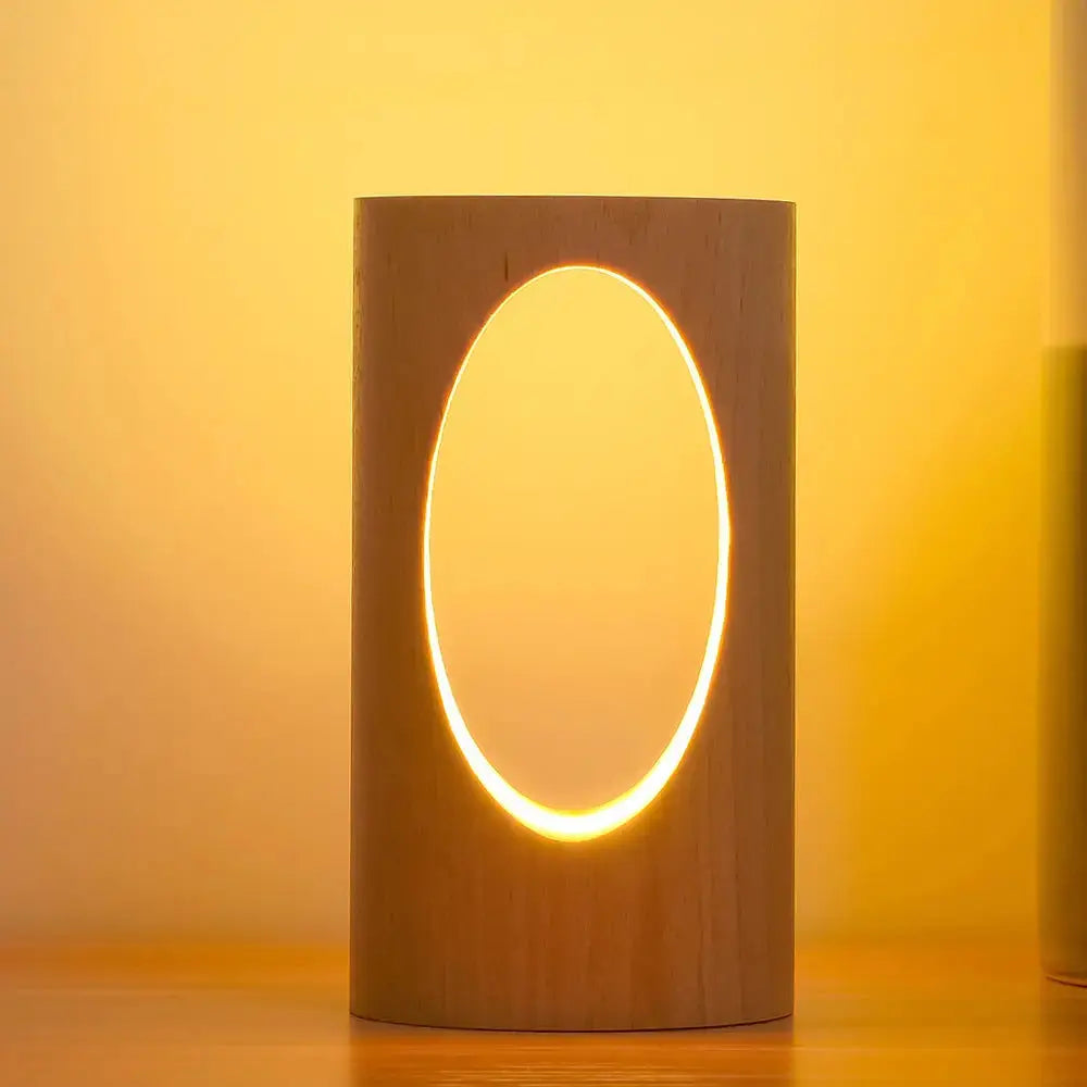 LED Night Light in Rectangular Solid Wood Design