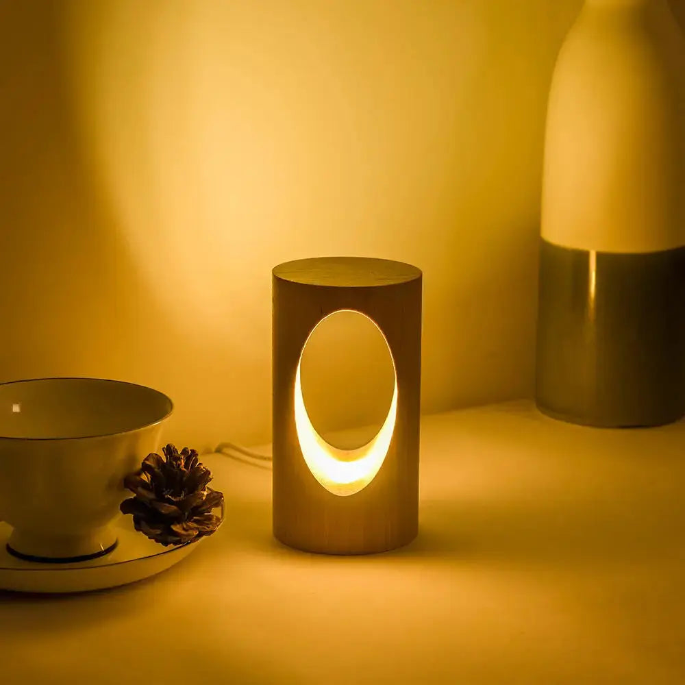 LED Night Light in Rectangular Solid Wood Design