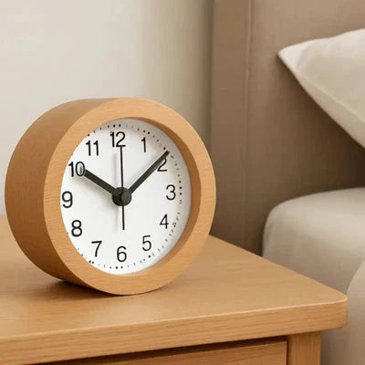 LED Night Light Wooden Alarm Clock – Beech, Silent, Snooze Feature