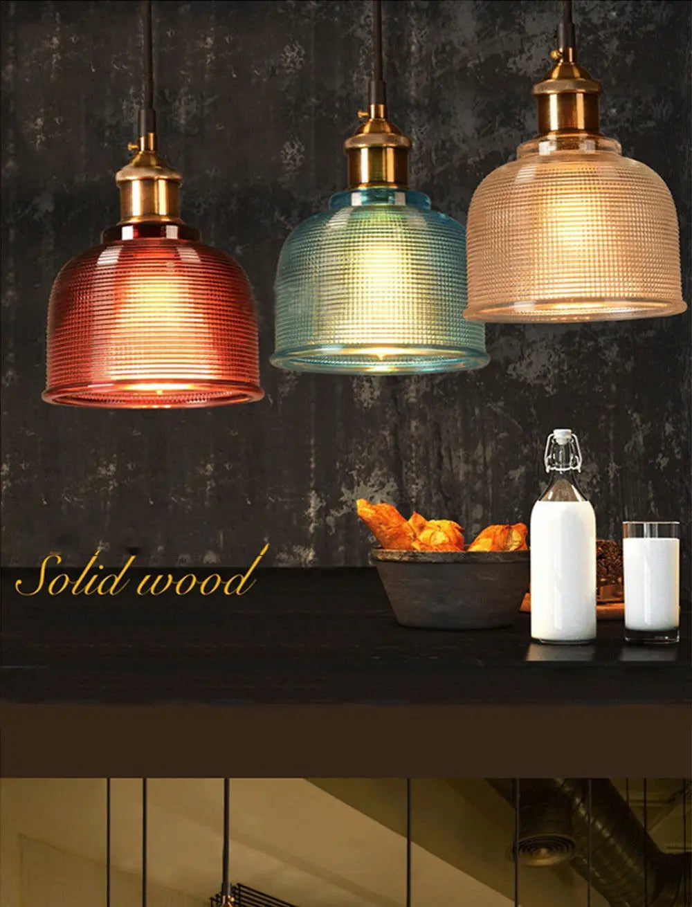 Vintage Glass Pendant Light Fixture