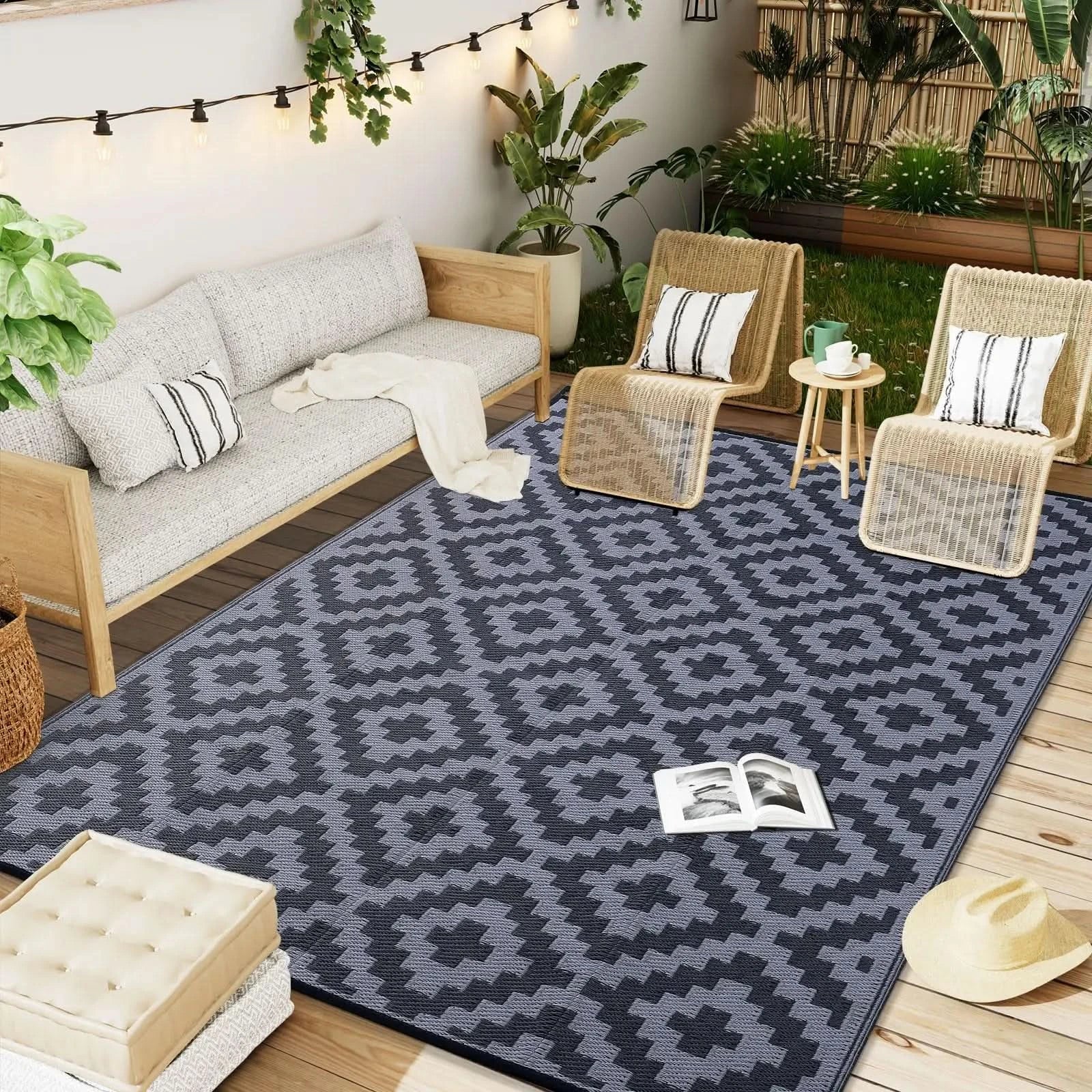 Waterproof Outdoor Area Rug – Reversible Design