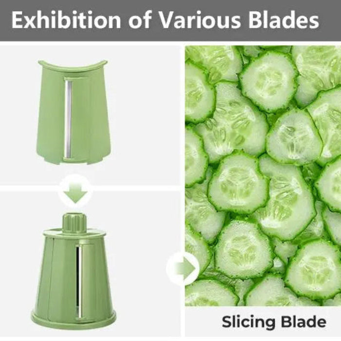 Stainless Steel Drum Grater with 5 Blades and Suction Base
