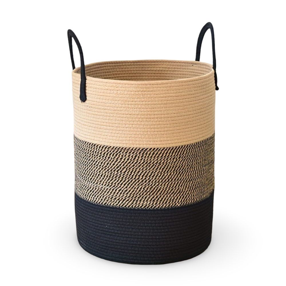 Tall Cotton Laundry Basket – Round Shape for Optimal Storage