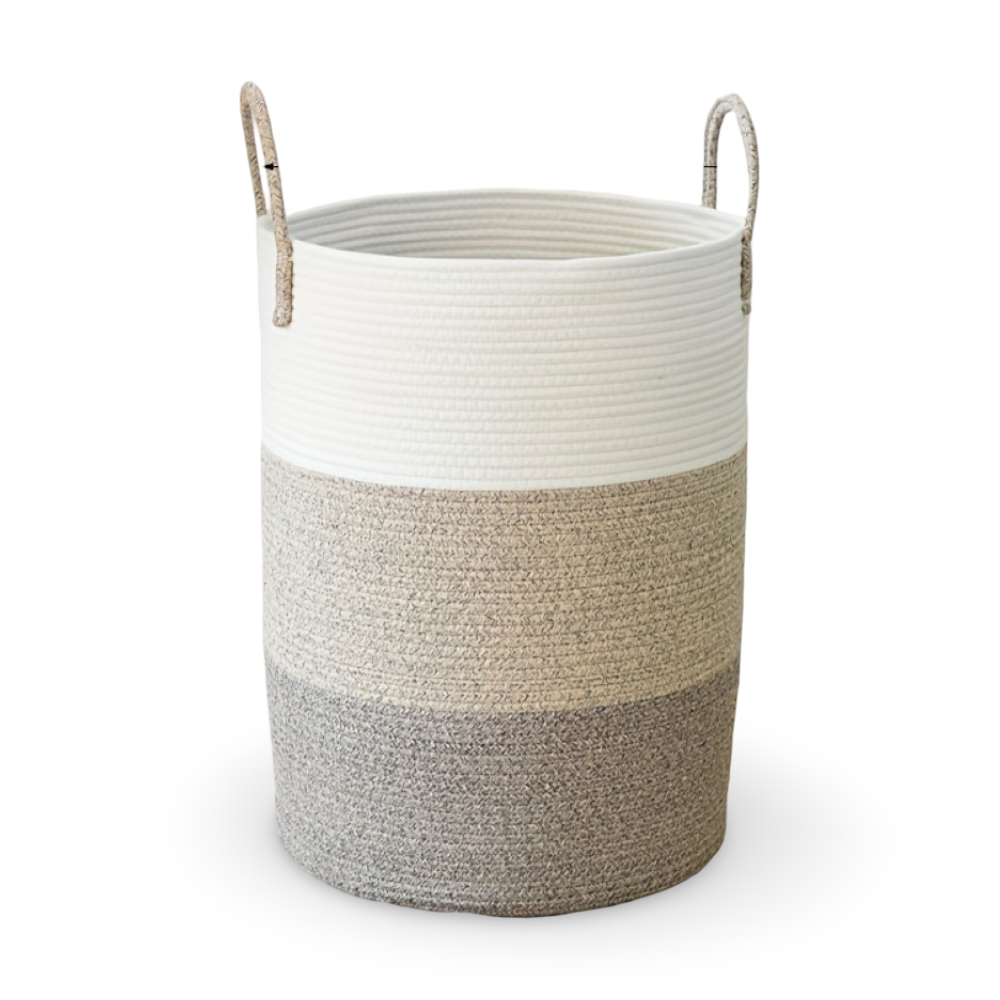Tall Cotton Laundry Basket – Round Shape for Optimal Storage