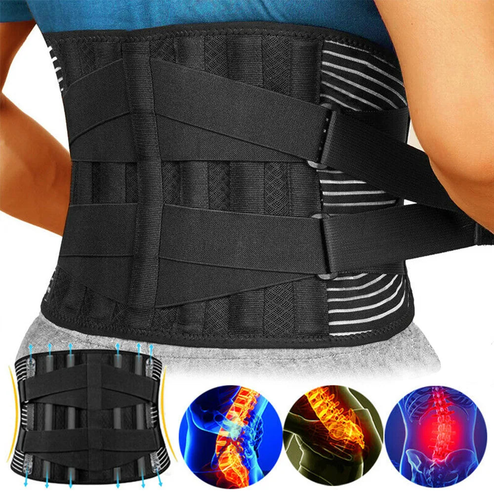 Lumbar Support Belt | Adjustable Back Brace with Memory Aluminum and Steel System