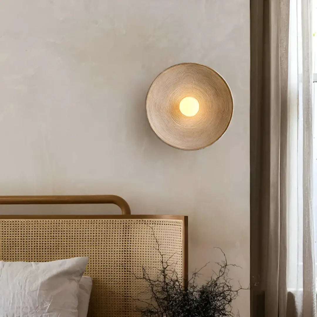 Round Wabi-Sabi Wall Light – Glass and Resin, 3 Adjustable Modes