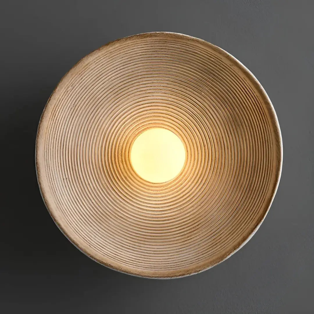 Round Wabi-Sabi Wall Light – Glass and Resin, 3 Adjustable Modes
