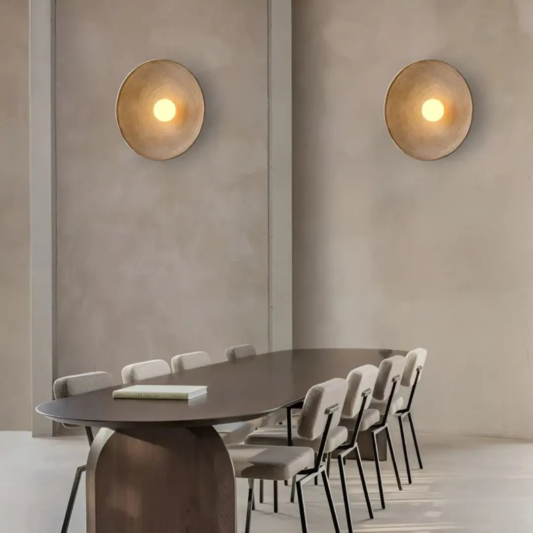 Round Wabi-Sabi Wall Light – Glass and Resin, 3 Adjustable Modes