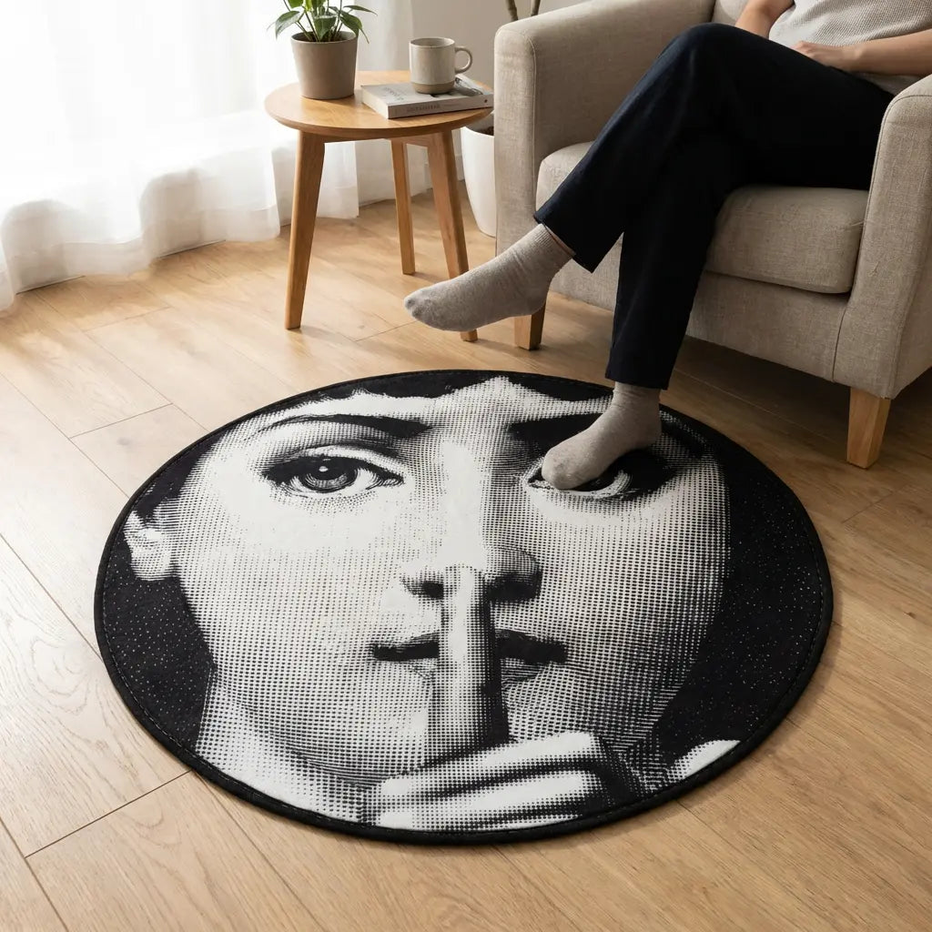 Graphic Design Round Carpet - "Silence" Pattern