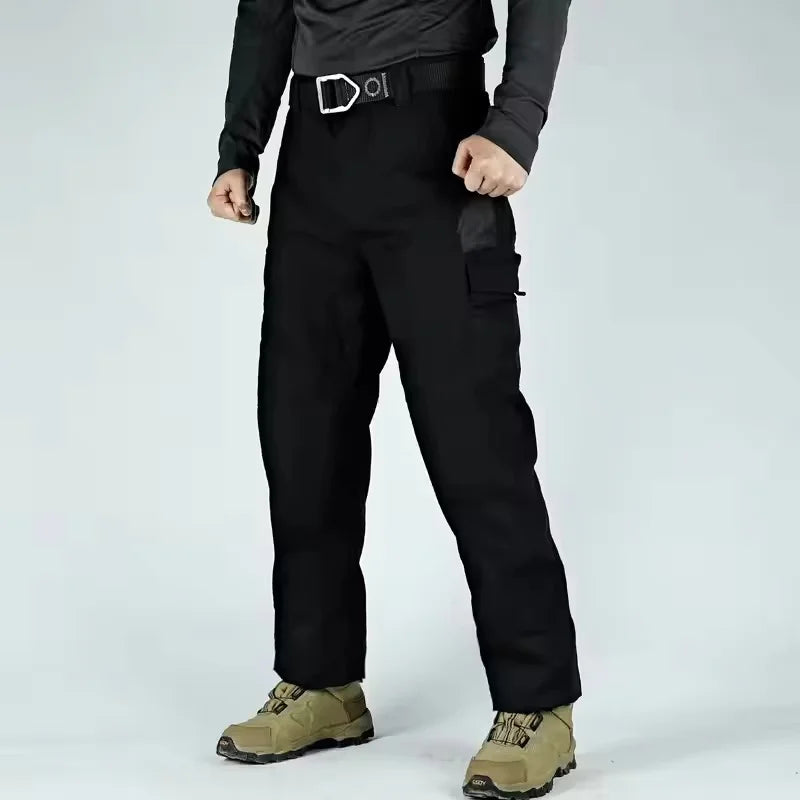 Water-Resistant Straight Leg Cargo Trousers – Utility Pants with Pockets for Work and Outdoor Activities