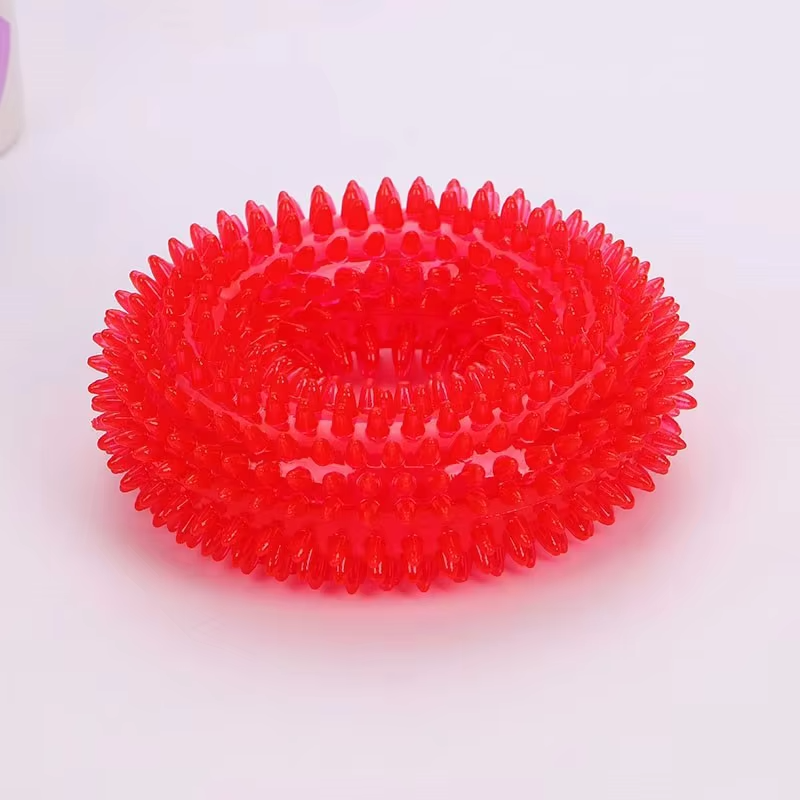 Textured Chew Ring for Dogs with Squeaker and Thorn-Like Surface