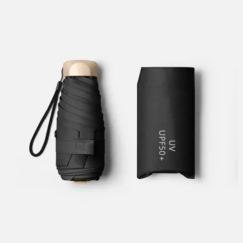 Folding Umbrella with Vinyl Canopy, UV Protection, and Wind Resistance