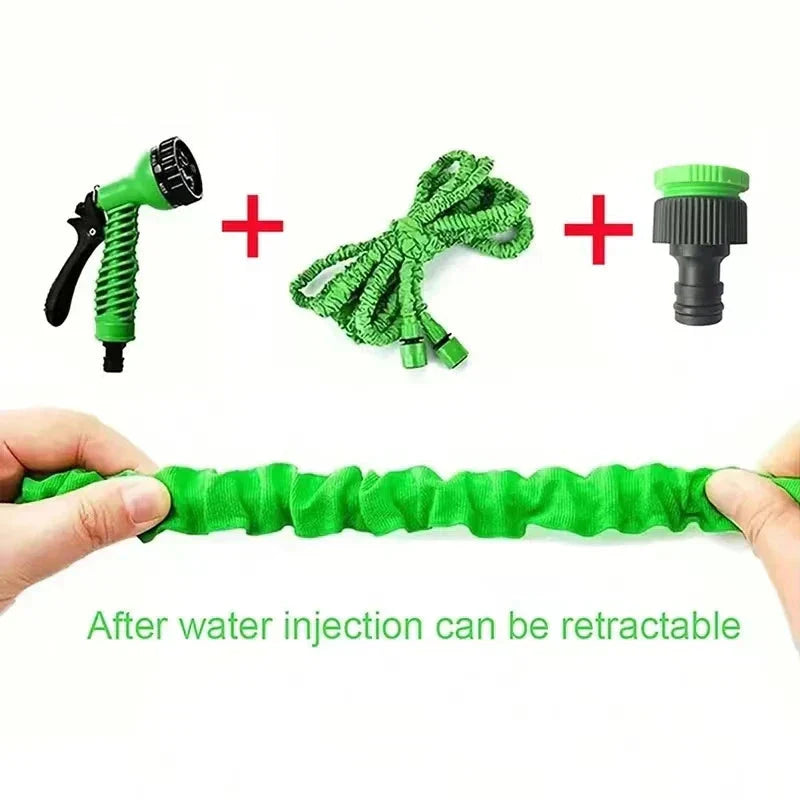 Expandable Garden Hose with 7-Function Spray Nozzle – Triples in Length