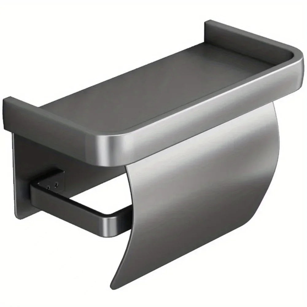 Wall-Mounted Toilet Paper Holder with Storage Shelf – Keeps Paper Dry