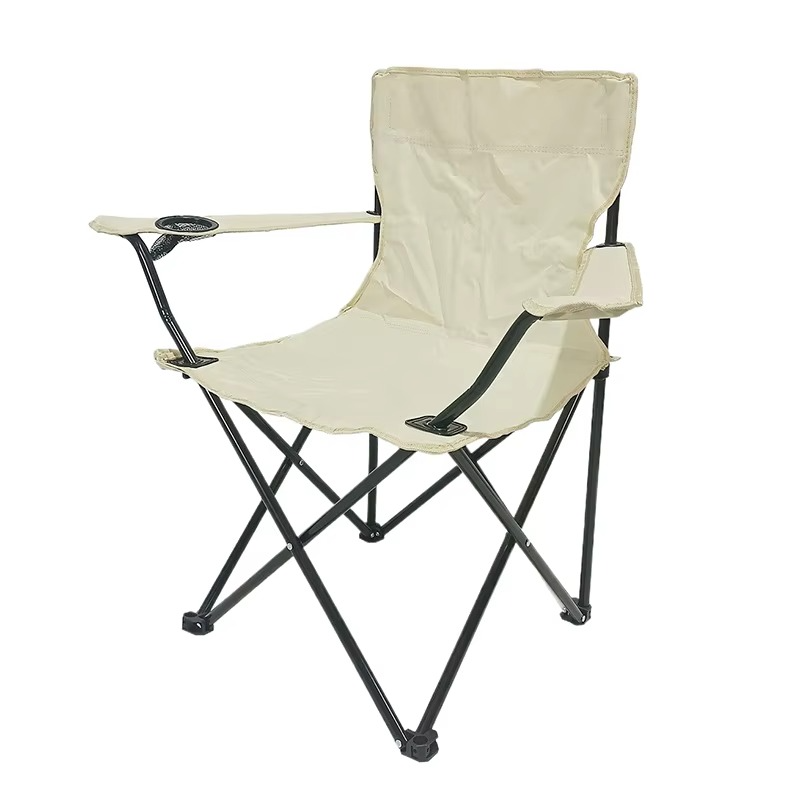 Portable Outdoor Folding Chair with Armrests and Cup Holder for Events, Camping, Fishing