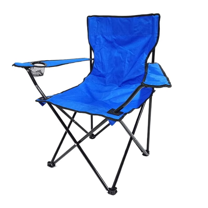 Portable Outdoor Folding Chair with Armrests and Cup Holder for Events, Camping, Fishing