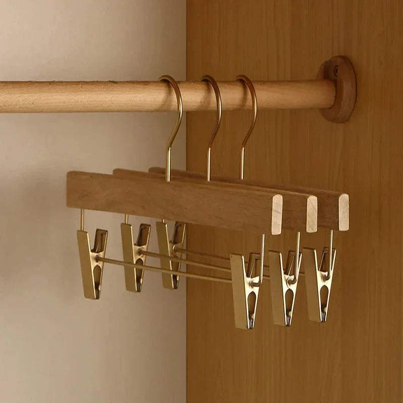 Set of 2 Wooden Hangers with Flocked Bar and Camphor Wood for Wide Shoulders