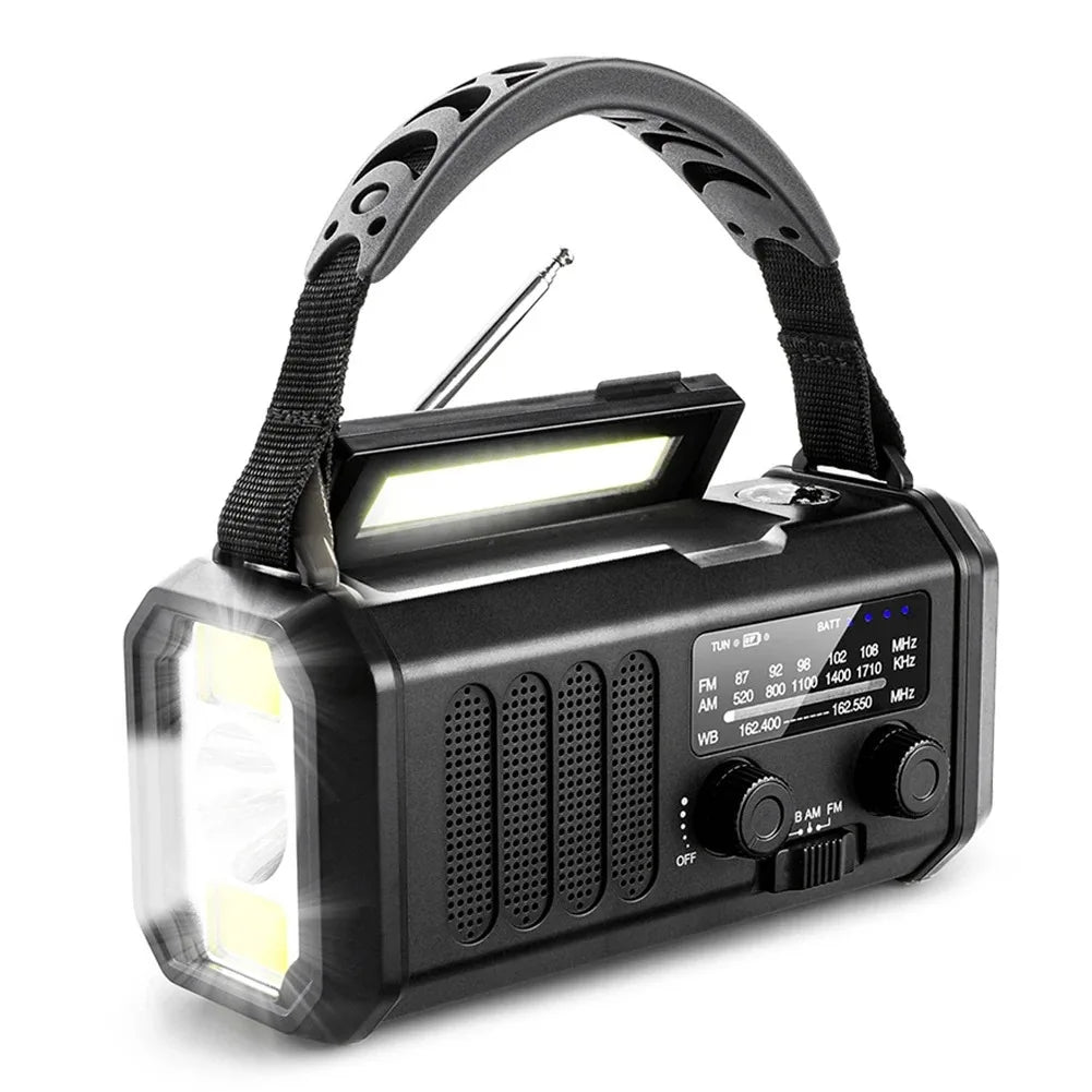 Solar Hand Crank NOAA Weather Radio with SOS Power Bank for Emergencies