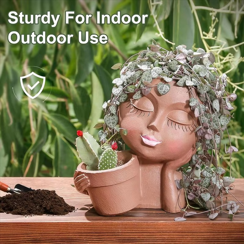 Indoor-Outdoor Planter with Drainage – Dual Face Sculptural Design
