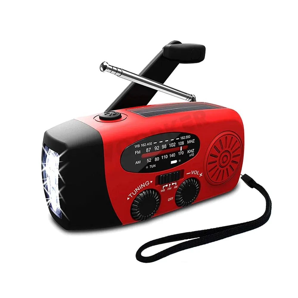 Solar Hand Crank NOAA Weather Radio with SOS Power Bank for Emergencies