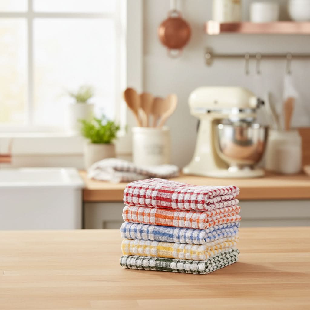 Soft Quick-Dry Reusable Kitchen Cloth Set in Plaid Design