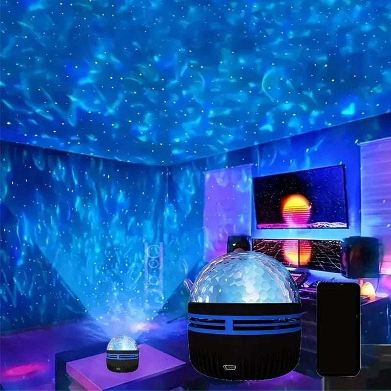 Aurora Glow Projector | Sync with Music & Remote Control | Mood Lighting | USB Rechargeable | 7.8×7.8×8.7 cm