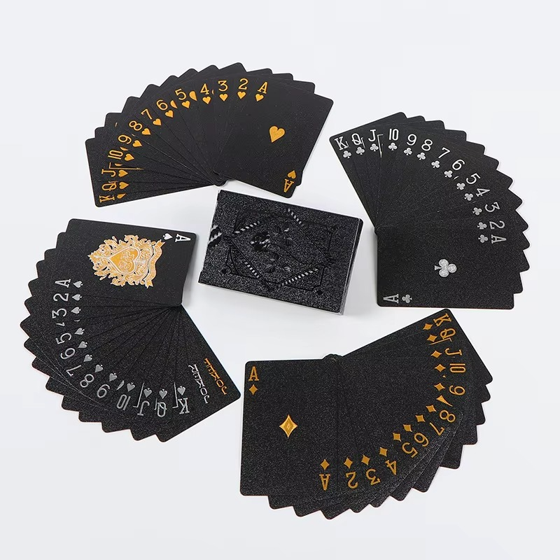 Gold-Printed Plastic Playing Cards – Waterproof for Travel and Gaming
