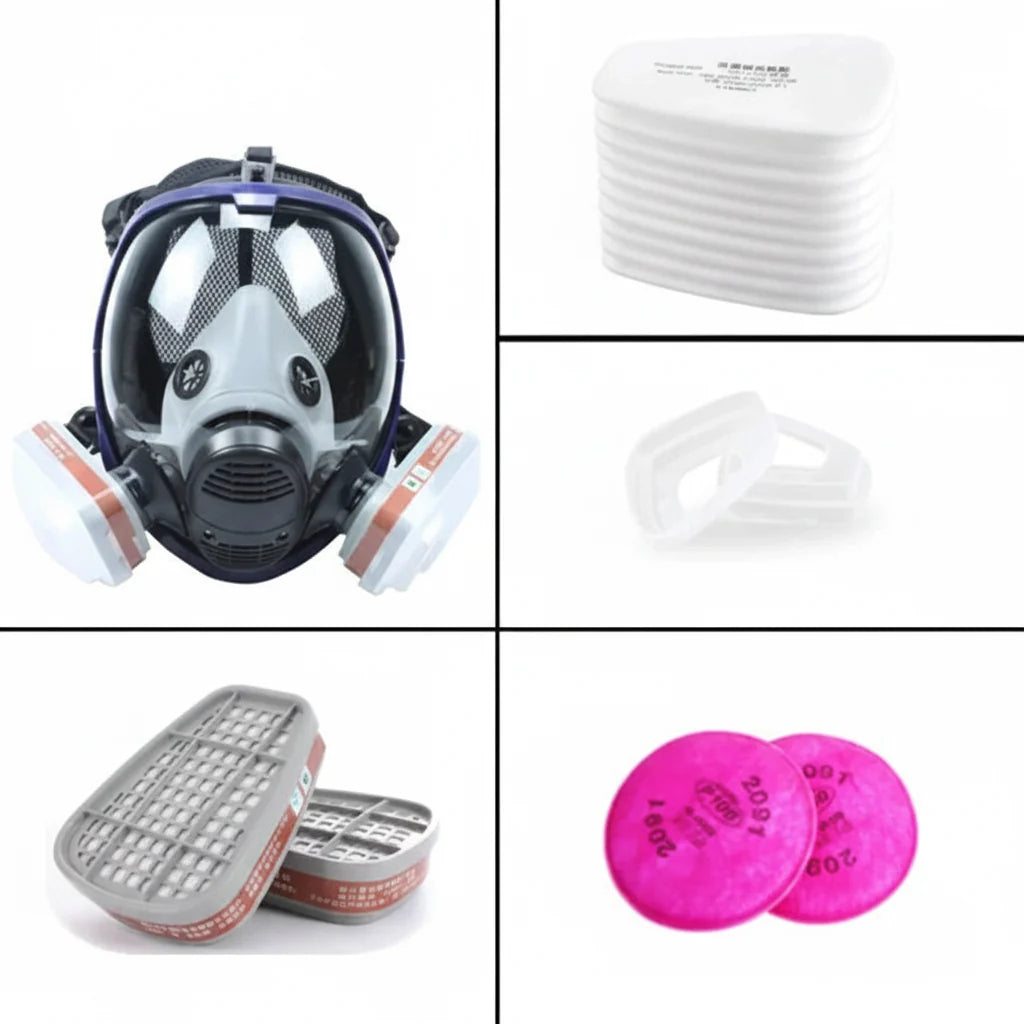 Complete Respiratory Mask with Clear Visor and Changeable Filter Cartridges