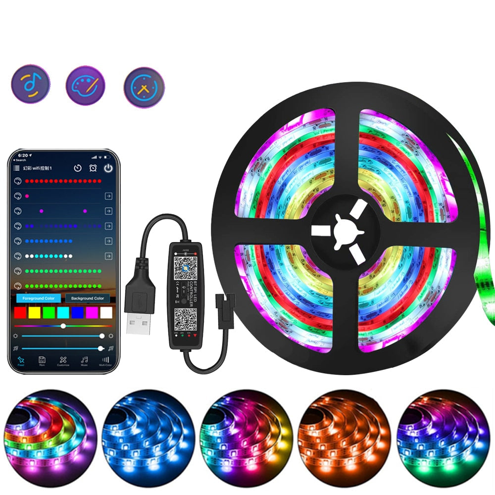 RGB LED Light Strip with Remote and App Control