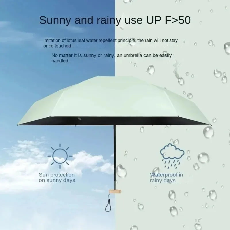 Folding Umbrella with Vinyl Canopy, UV Protection, and Wind Resistance