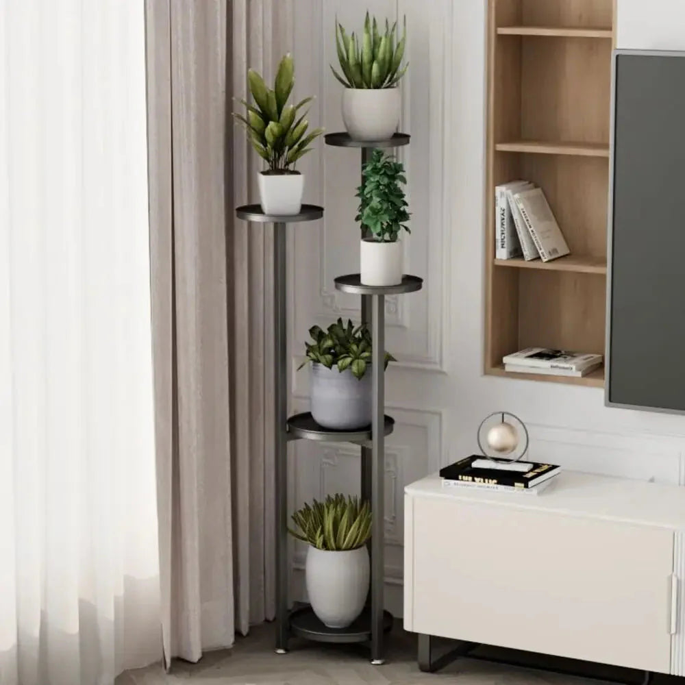 Multi-Tiered Metal Plant Stand – Round Shelves in 3 Height Options