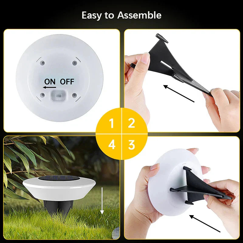 Set of 4 Solar Landscape Lights – 14 LEDs with 360-Degree Illumination