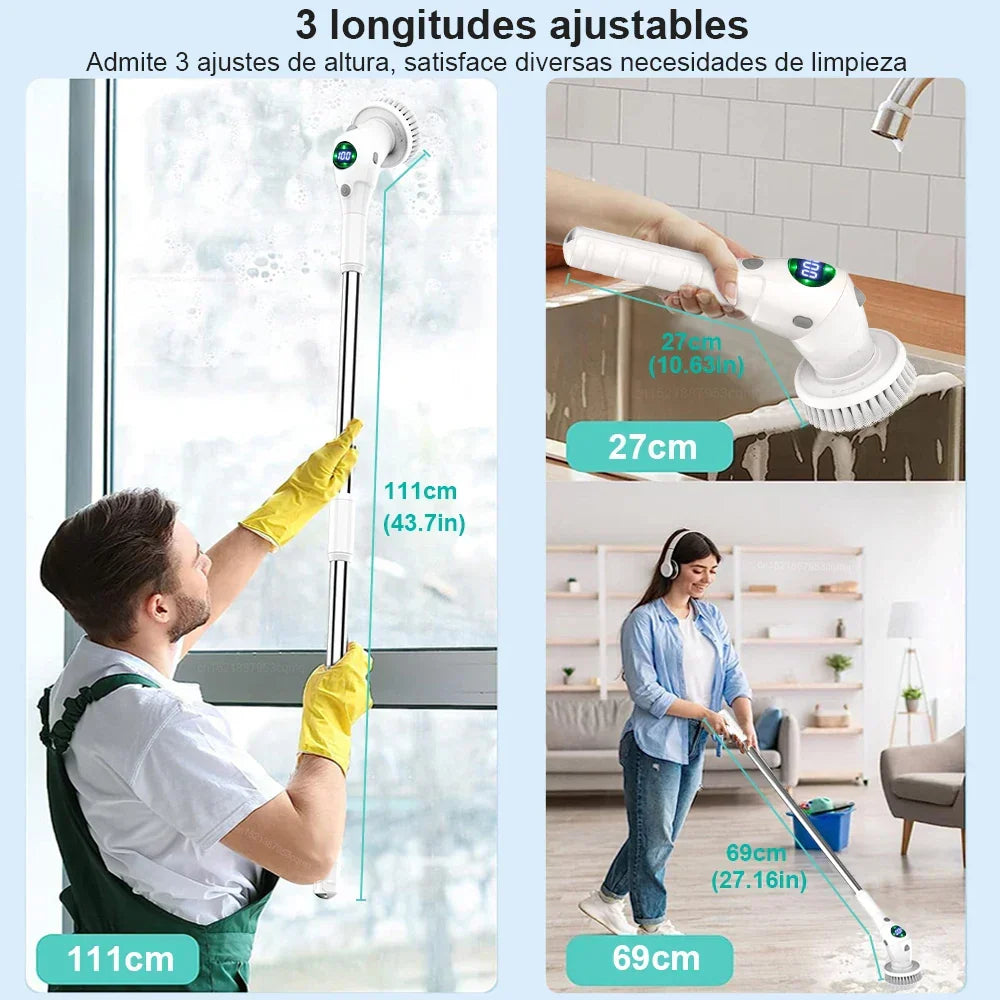 Cordless Spin Scrubber with 8 Attachments – Wireless Cleaning Brush