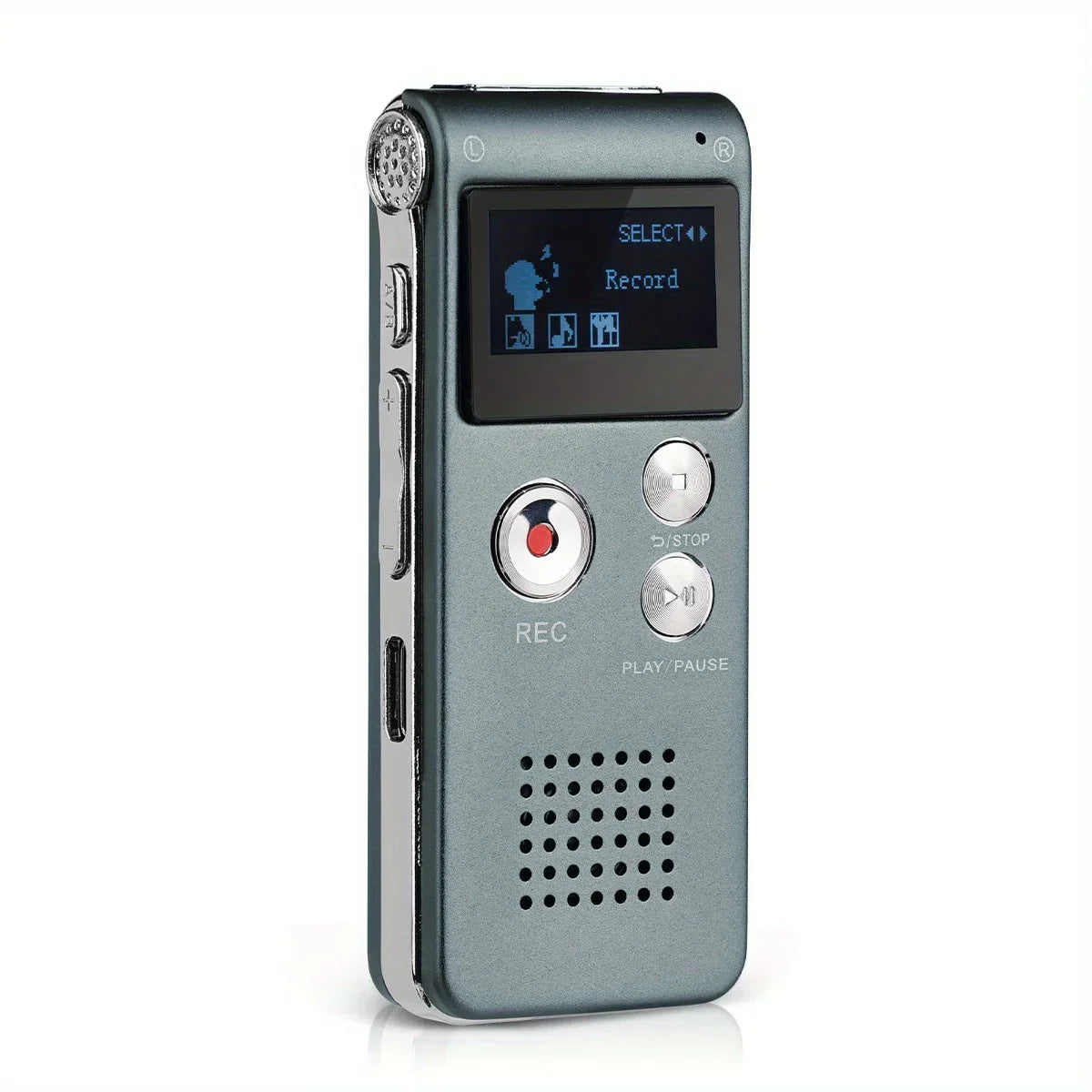 Voice-Activated Digital Recorder with Built-In Speaker and Headphone Port