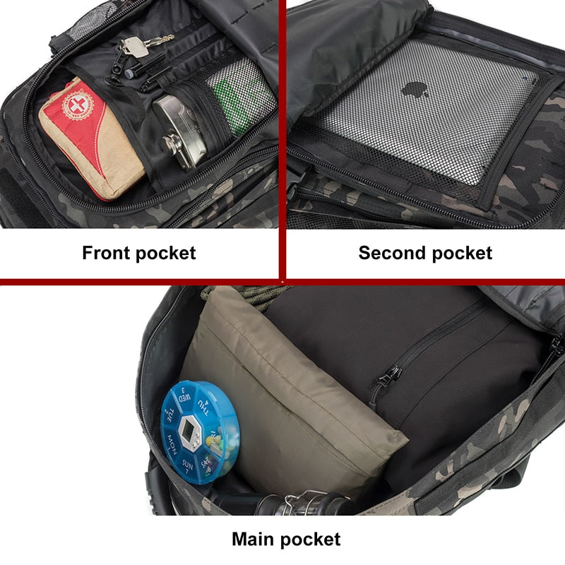 Expandable Waterproof Rucksack for Hiking, Camping, Travel - 60L Tactical Backpack