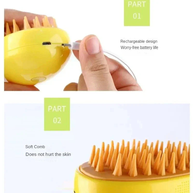 3-in-1 Cat Grooming Brush with Steam – Coat Care and Massage