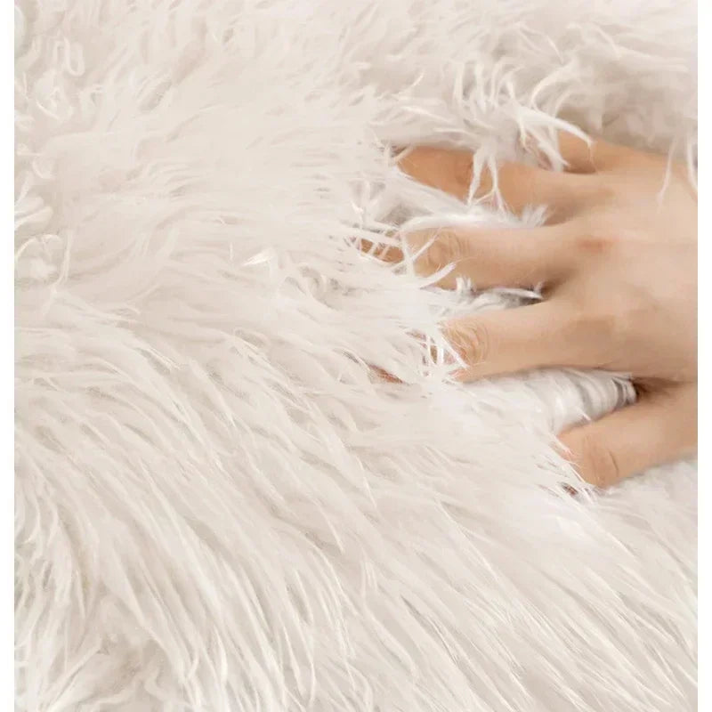 Stretchy Machine Washable Sofa Cover in Faux Lambswool