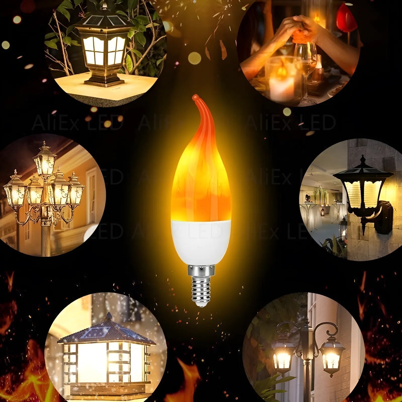 Moving Flame Effect LED Lamp for Ambient Lighting