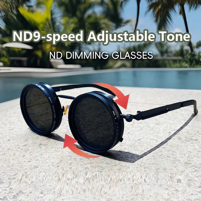 Round Frame Sunglasses with UV400 Protection – Adjustable Polarized Lens