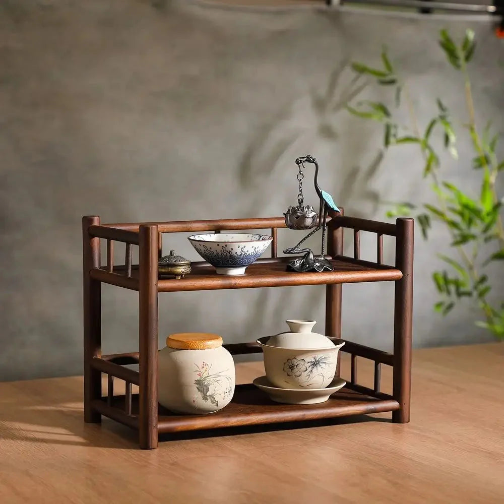 Tea and Tableware Wooden Display Shelf – Stylish Table Presentation