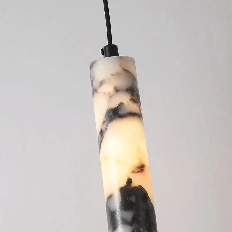 Cylinder Pendant Light in Black Natural Stone