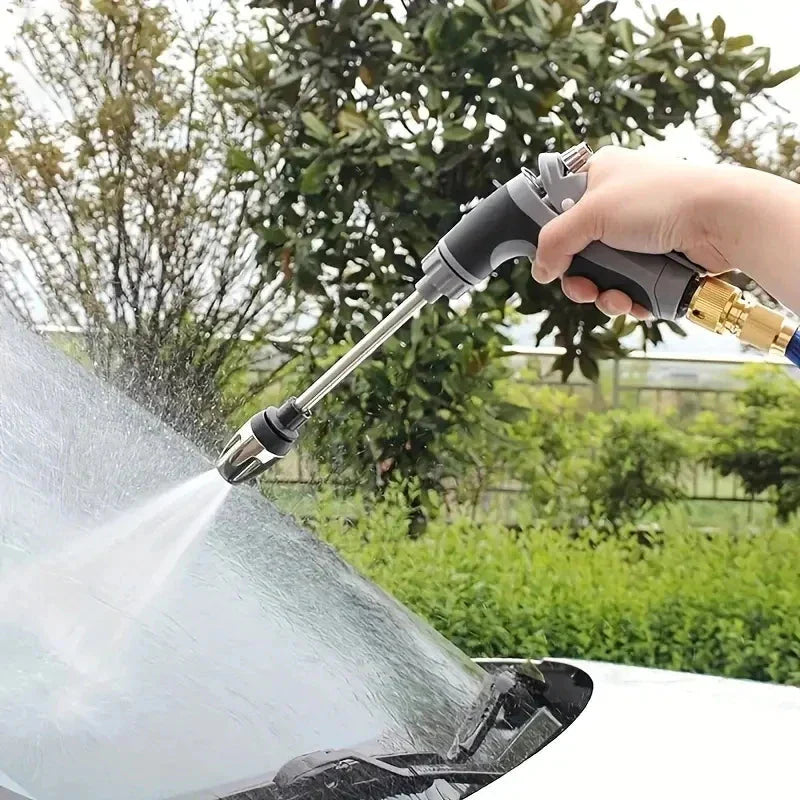 High-Pressure Spray Gun with Expandable Garden Hose – Triples in Length